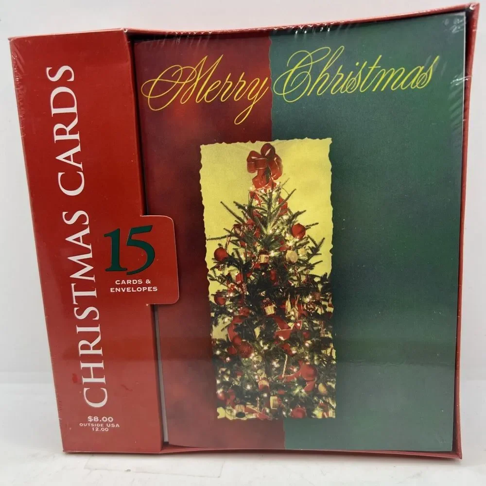 NOS Christmas Cards Happy Holidays Merry Christmas Tree 15 Cards & Envelopes